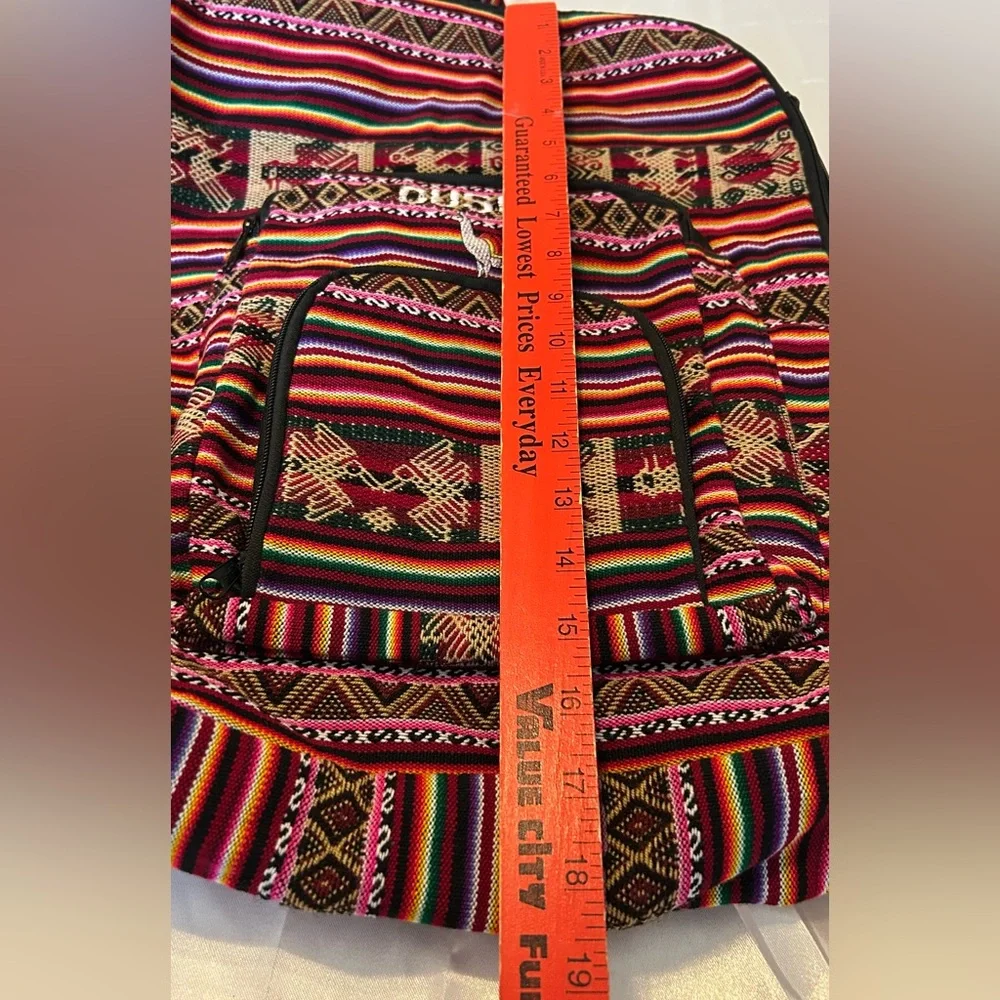 Peruvian‎ Cusco Backpack Tiara Woven Andean Llama Striped Boho Travel Bag